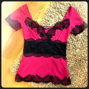 Dolce & Gabbana Lace-Trimmed Short Sleeve Top